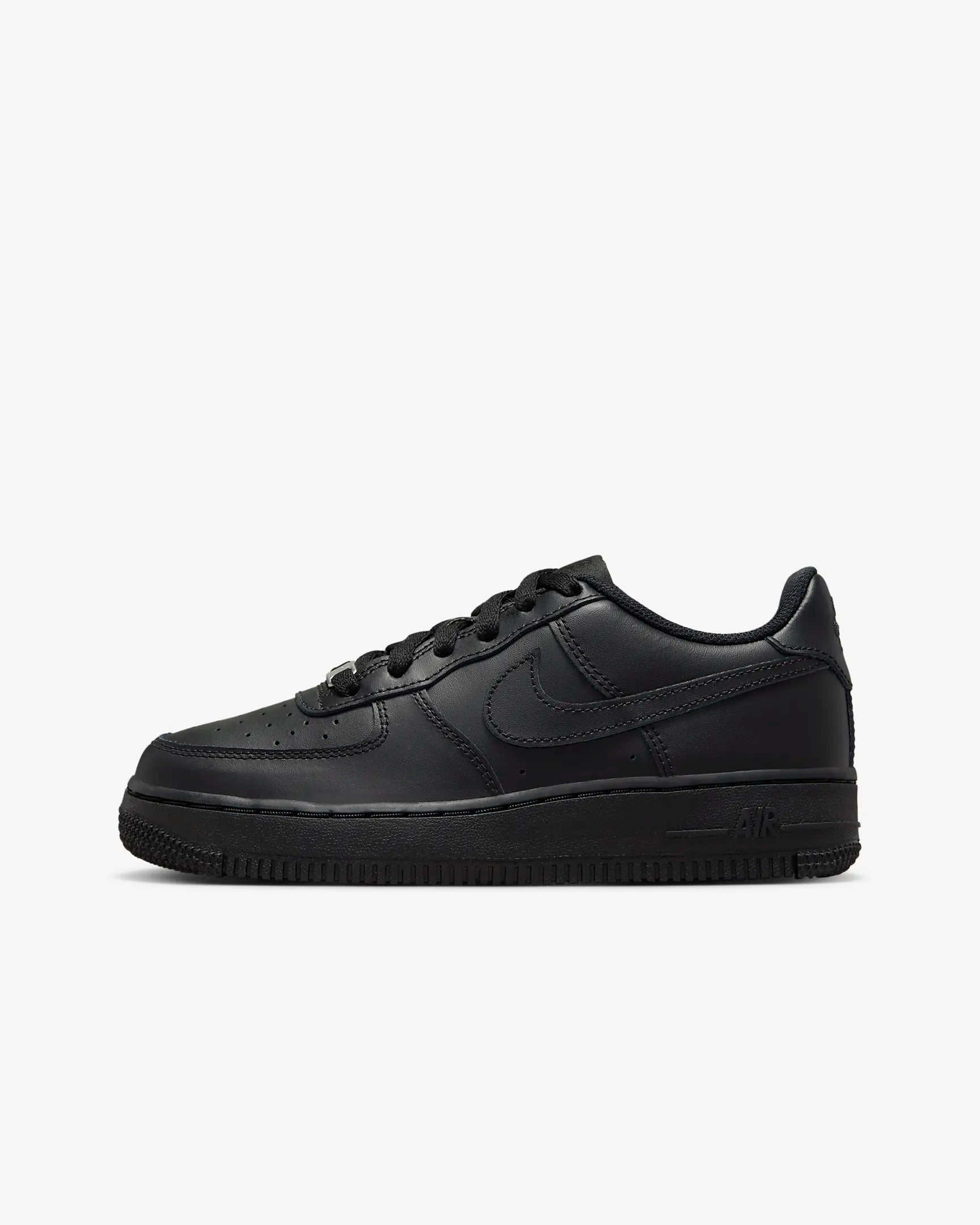 A kids black Air Force 1 shoe 