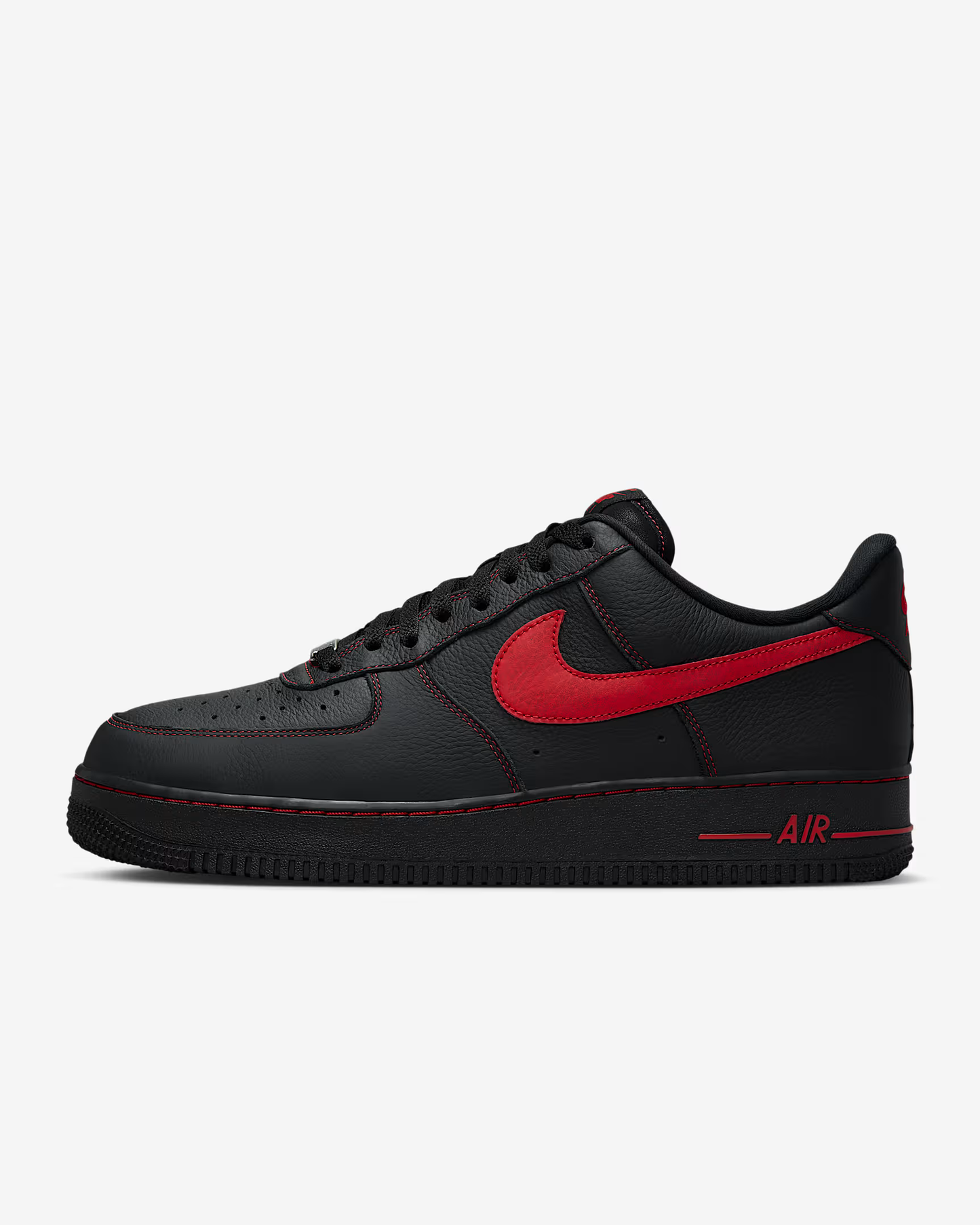 Black AF1 sneaker with red check
