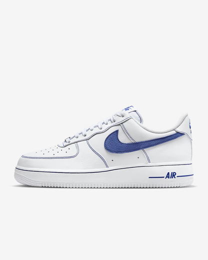 White AF1 sneaker with blue check