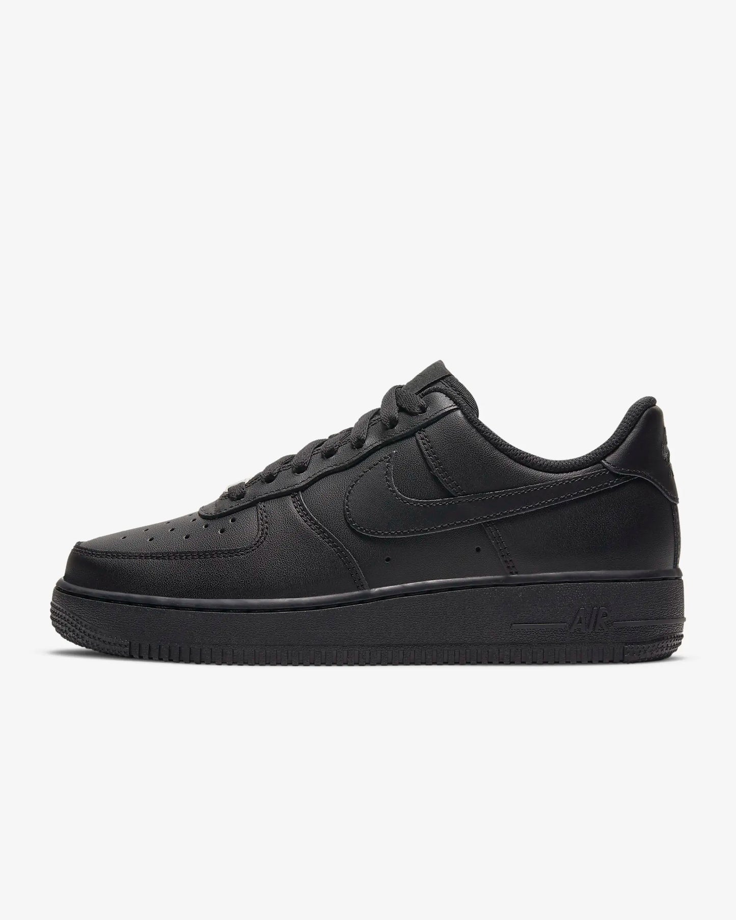 A pair of black Air Force 1 sneakers